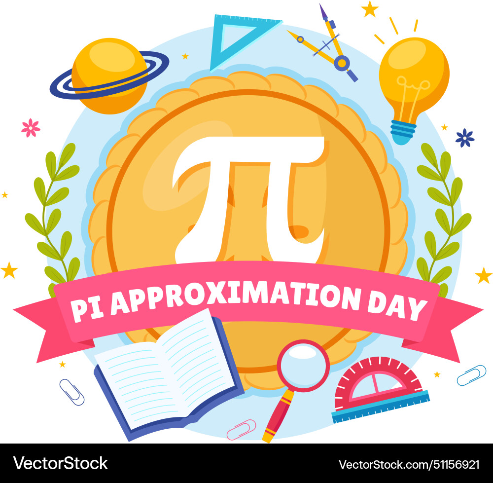 Pi approximation day on july 22 with mathematical Vector Image