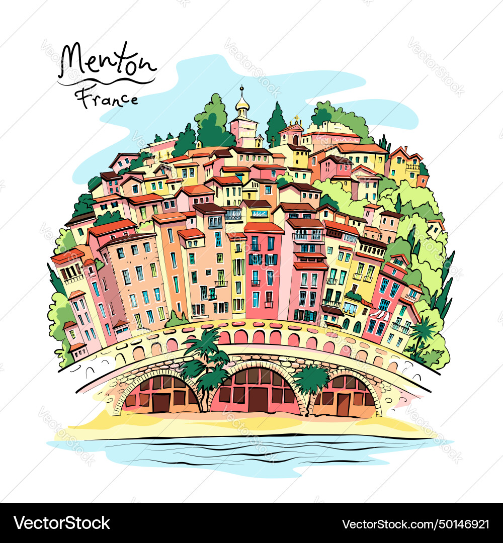 Provencal house menton france vector image