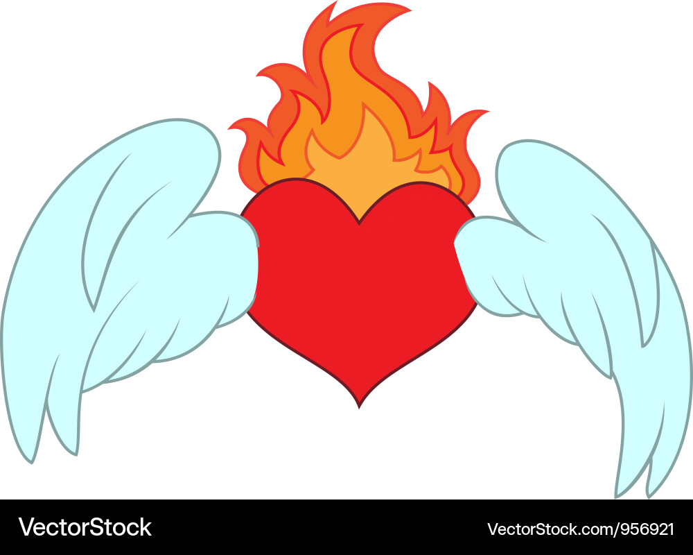 Winged heart Vector Image