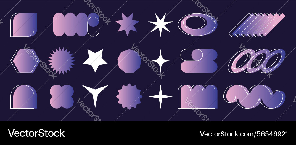 Y2k shape gradient icons collection Y2k shape gradient icons collection vector image