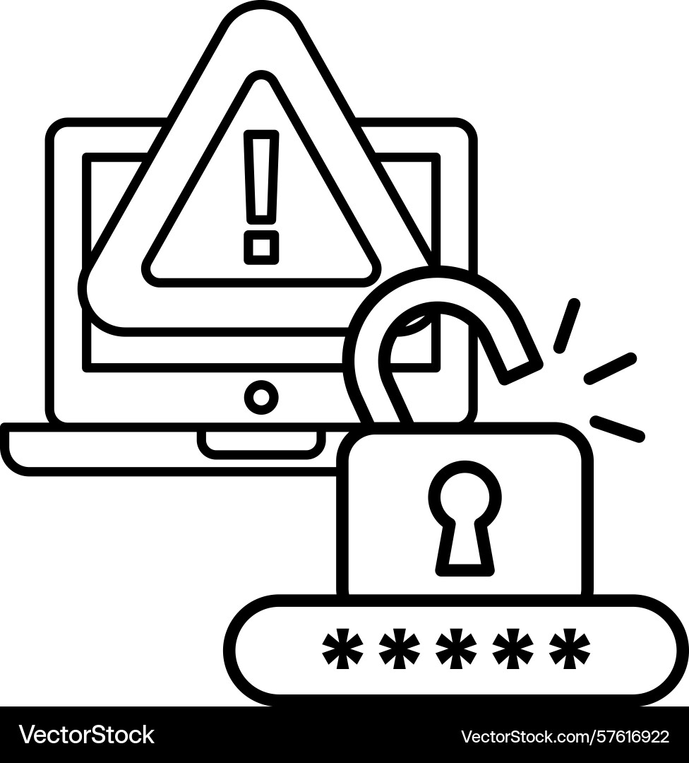 A computer screen with red exclamation point A computer screen with red exclamation point vector image
