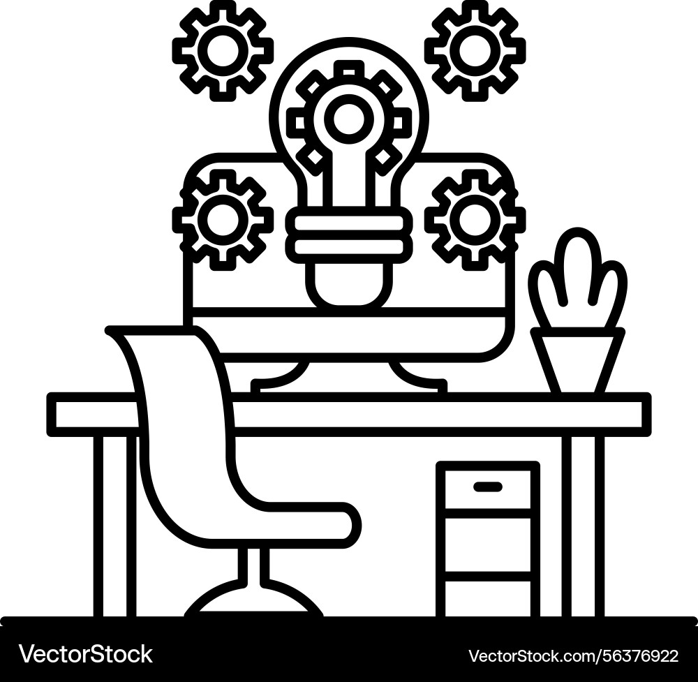 Computer monitor with a light bulb Vector Image