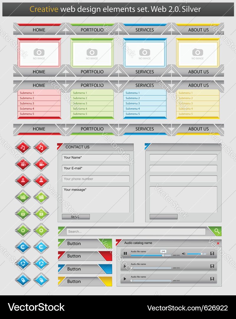 Creative web design elements set Vector Image