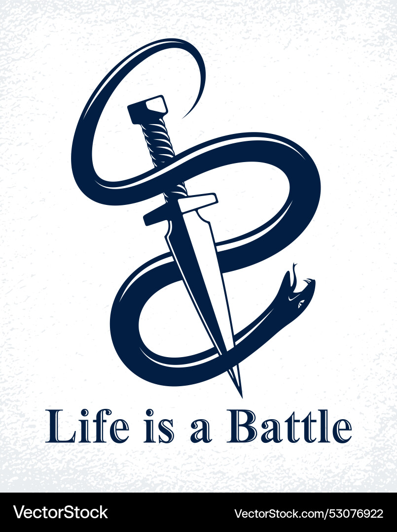 Dagger kills a snake defeated serpent wraps Dagger kills a snake defeated serpent wraps vector image