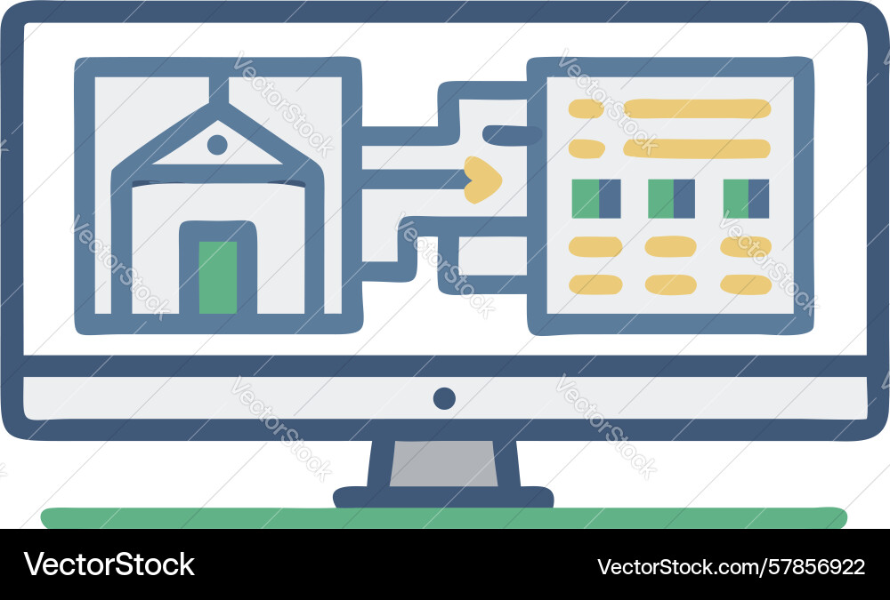 Desktop monitor smart home control automated Vector Image