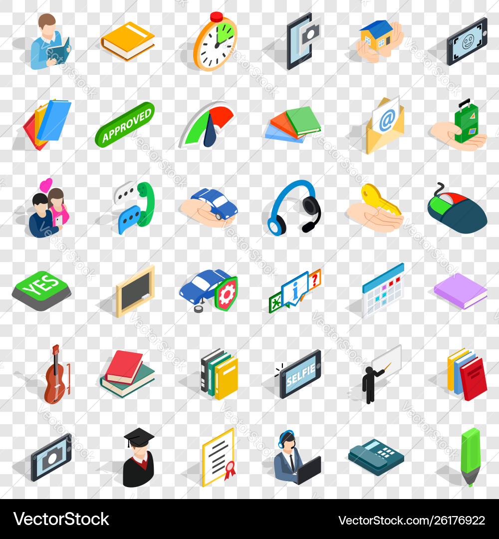 Indicator icons set isometric style Vector Image