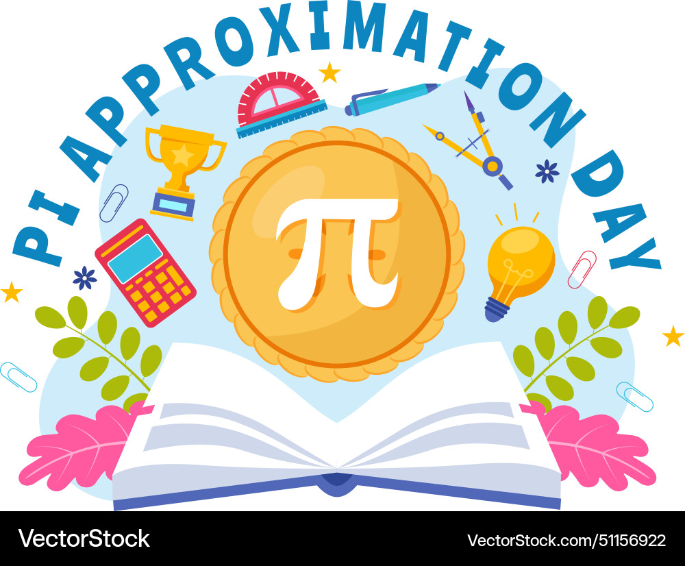 Pi approximation day on july 22 with mathematical Vector Image