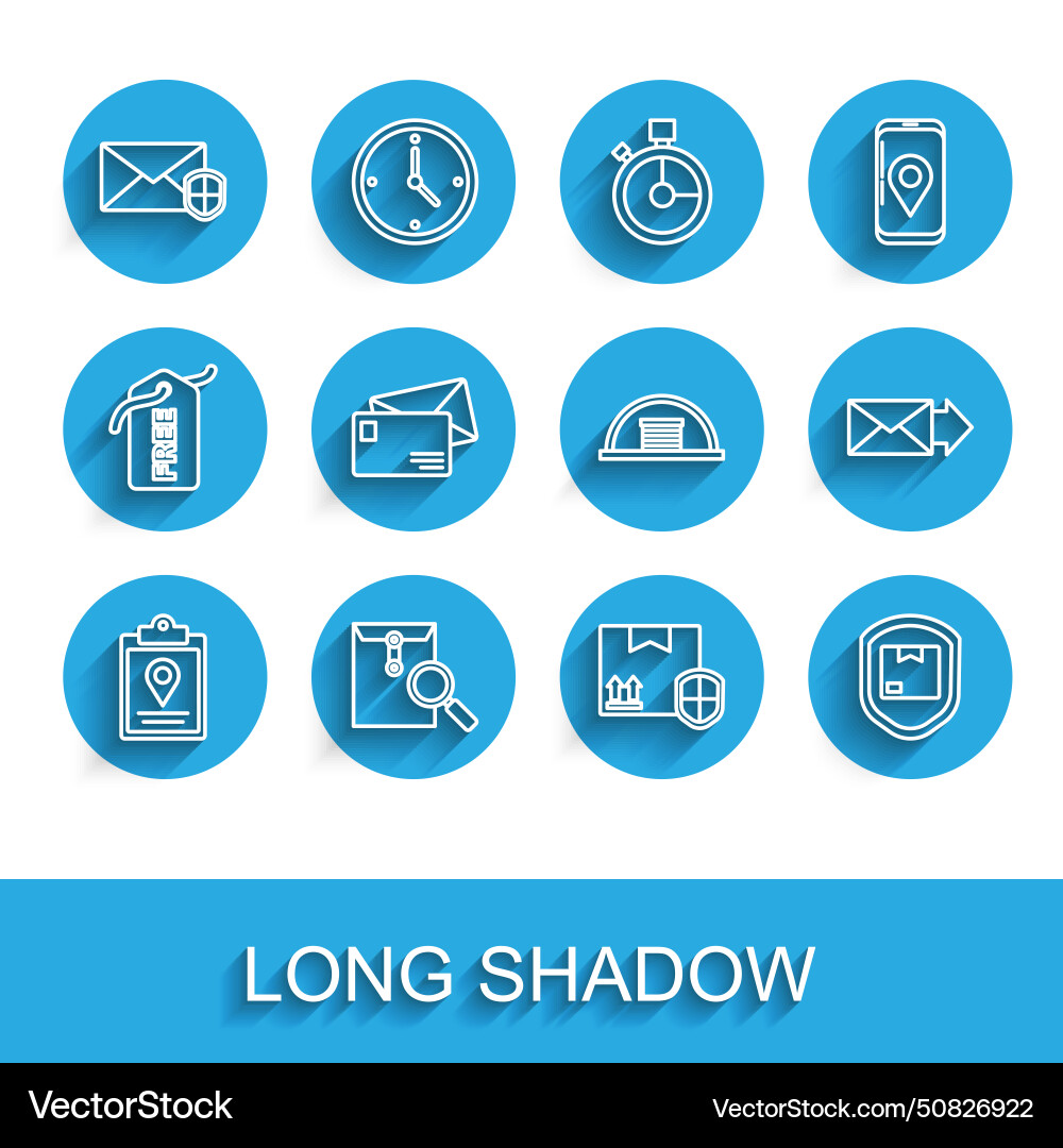 Set line document tracking marker system envelope Vector Image
