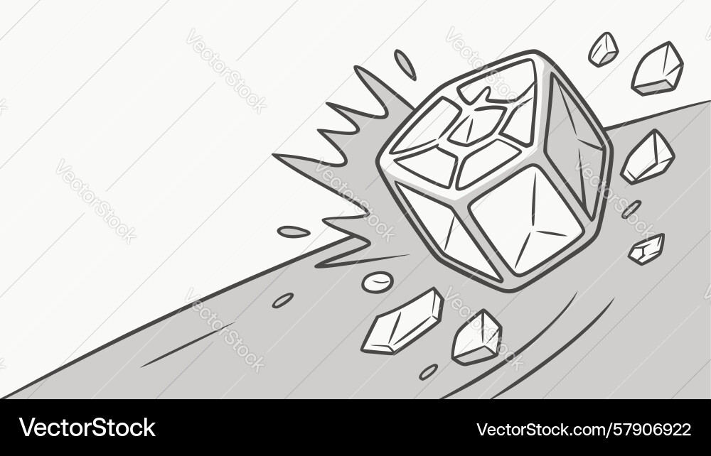 Shattering ice cube graphic element design Vector Image