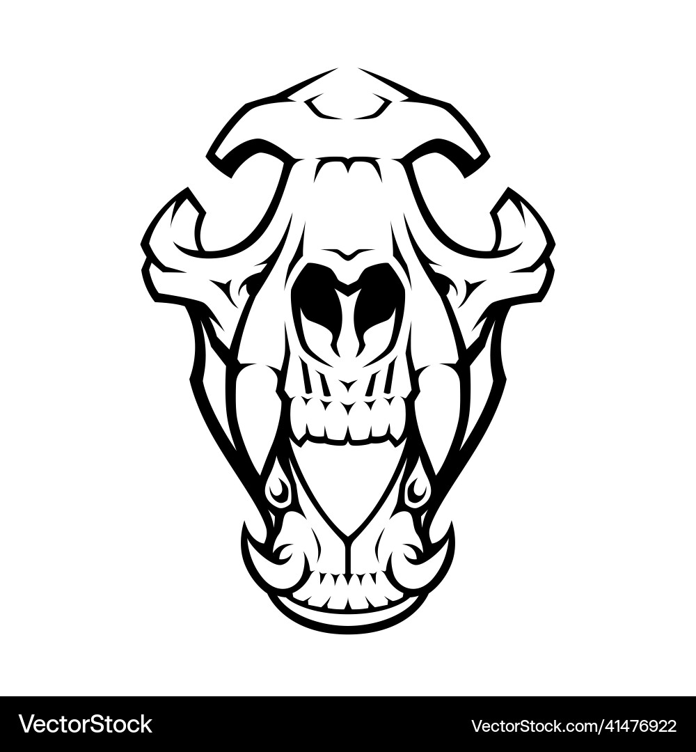 Skull Wolf Emblem Vector Image