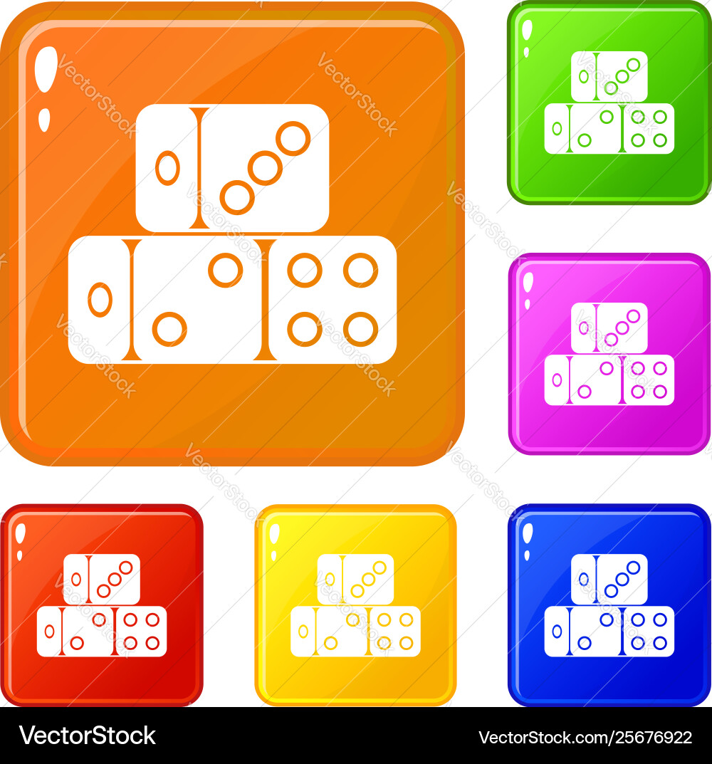 Three dice cubes icons set color Vector Image