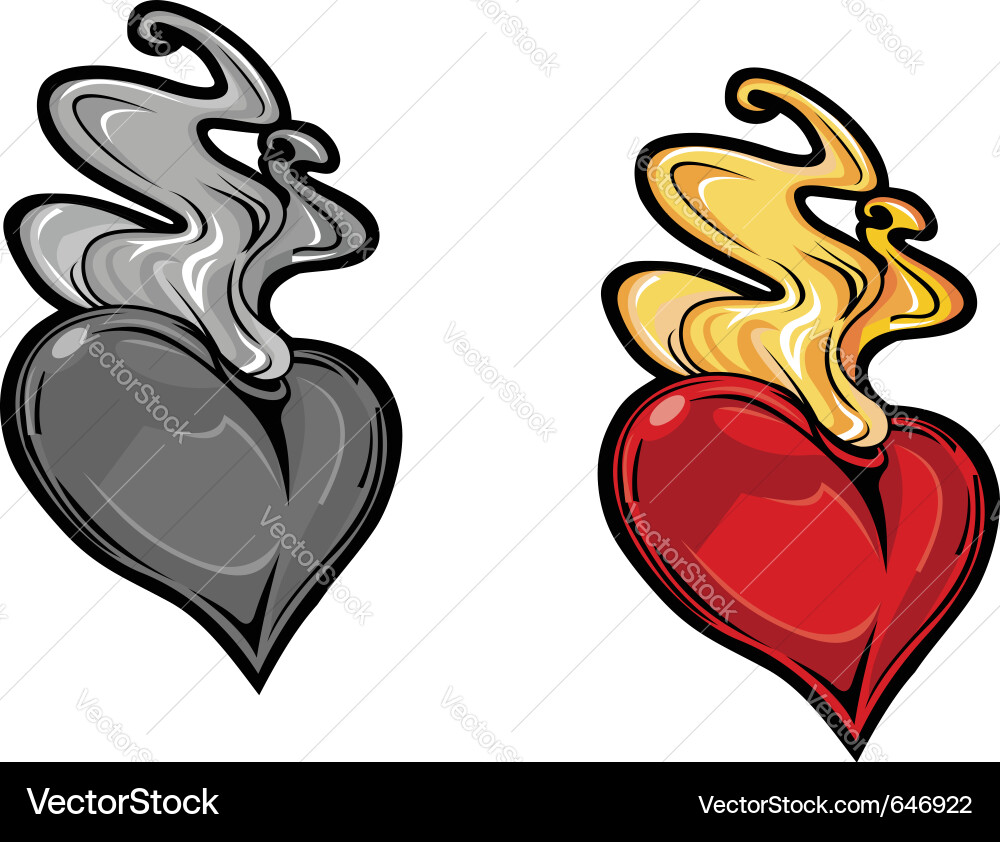 Vintage Heart Flame Icon Vector Image