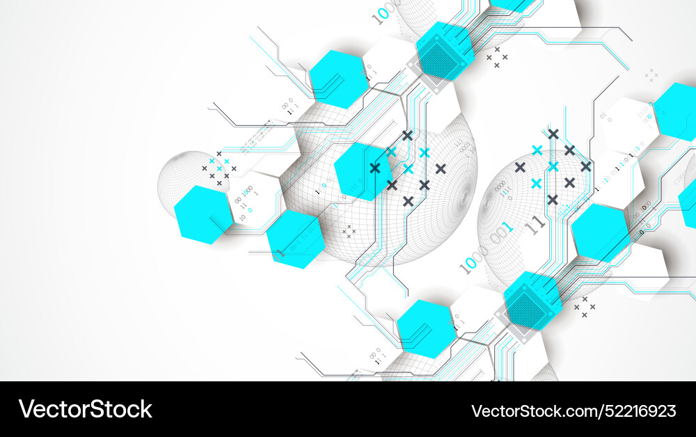 Abstract circuit board background with hexagons Abstract circuit board background with hexagons Vector Image