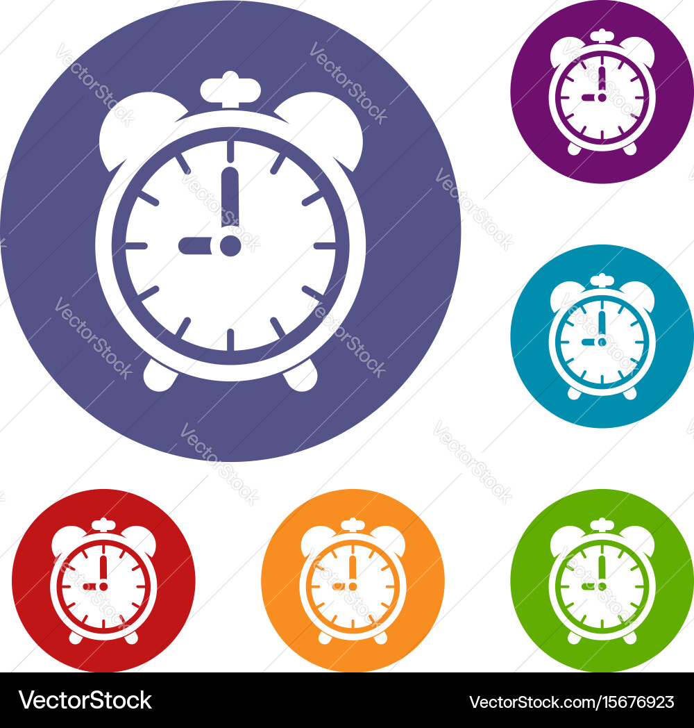 Alarm clock icons set vector image