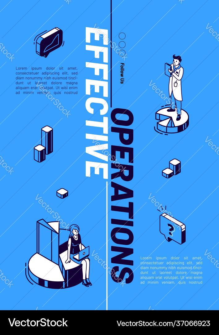 Effective operation isometric web banner layout Effective operation isometric web banner layout vector image