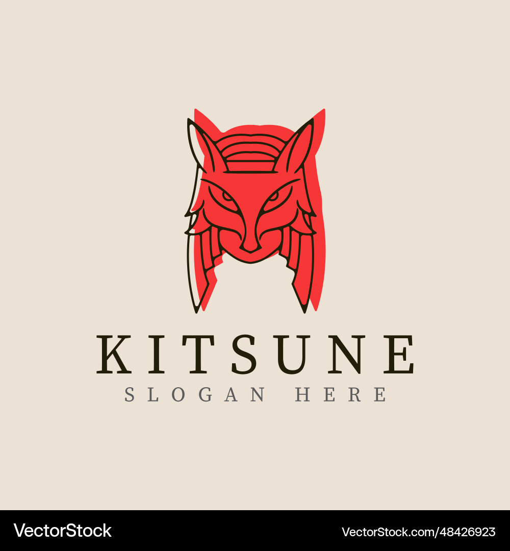 Kitsune mask line art logo template design Kitsune mask line art logo template design vector image