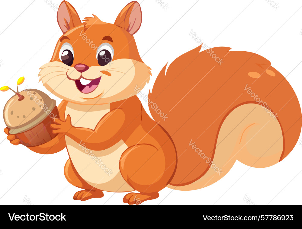 Squirrel holding an acorn design generative ai Vector Image