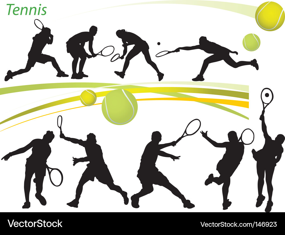 Tennis Player Silhouettes vector image