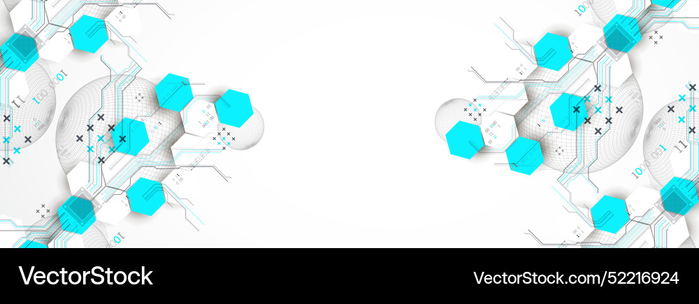Abstract circuit board background with hexagons Abstract circuit board background with hexagons vector image