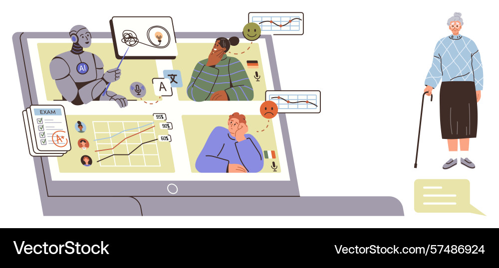 Ai-powered online learning platform monitoring Ai-powered online learning platform monitoring vector image