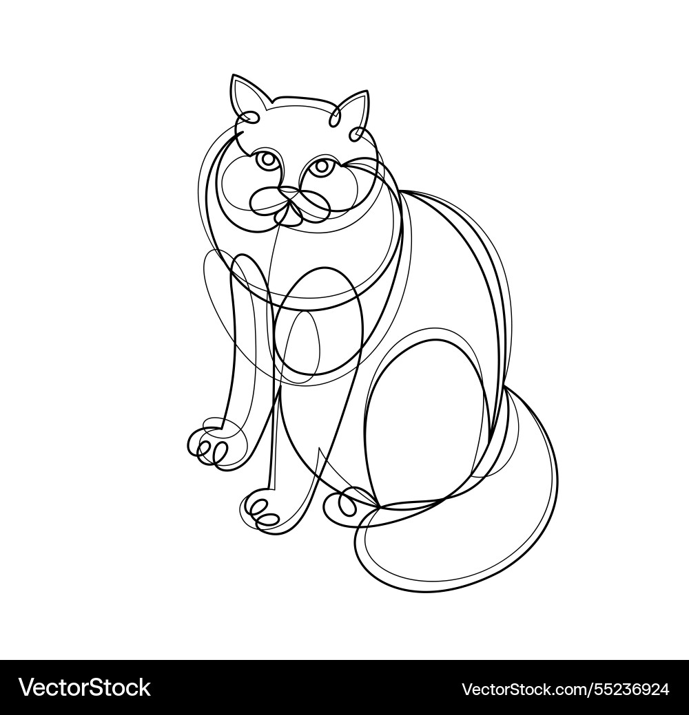 Fat and lazy cat line art linear drawing Fat and lazy cat line art linear drawing vector image