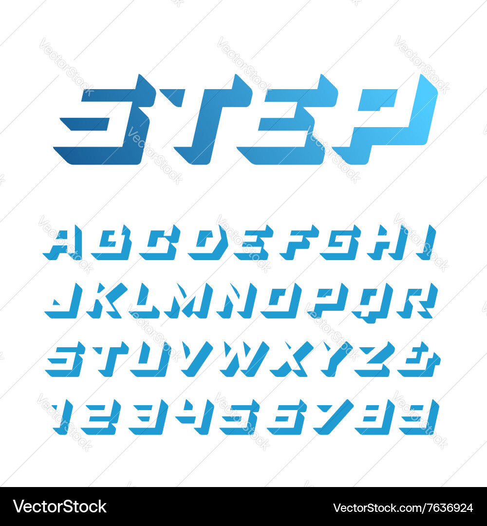 Isometric font alphabet with 3d effect letters vector image