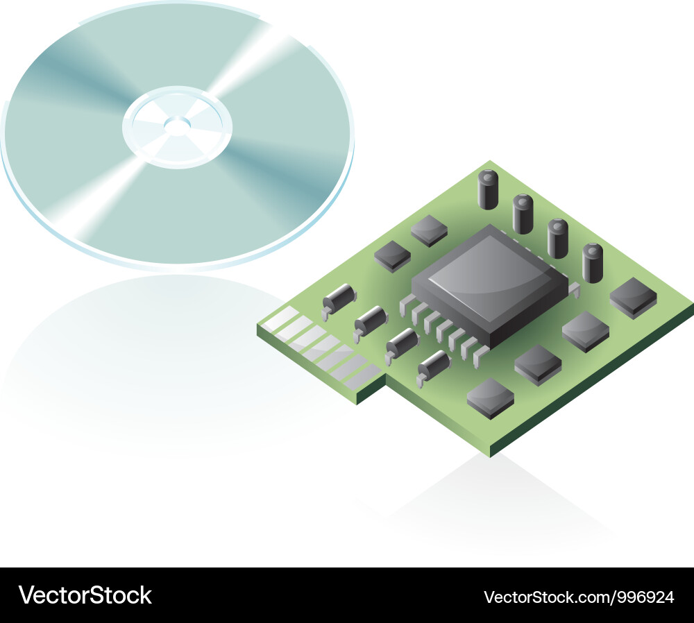 Isometric icons of computer parts vector image