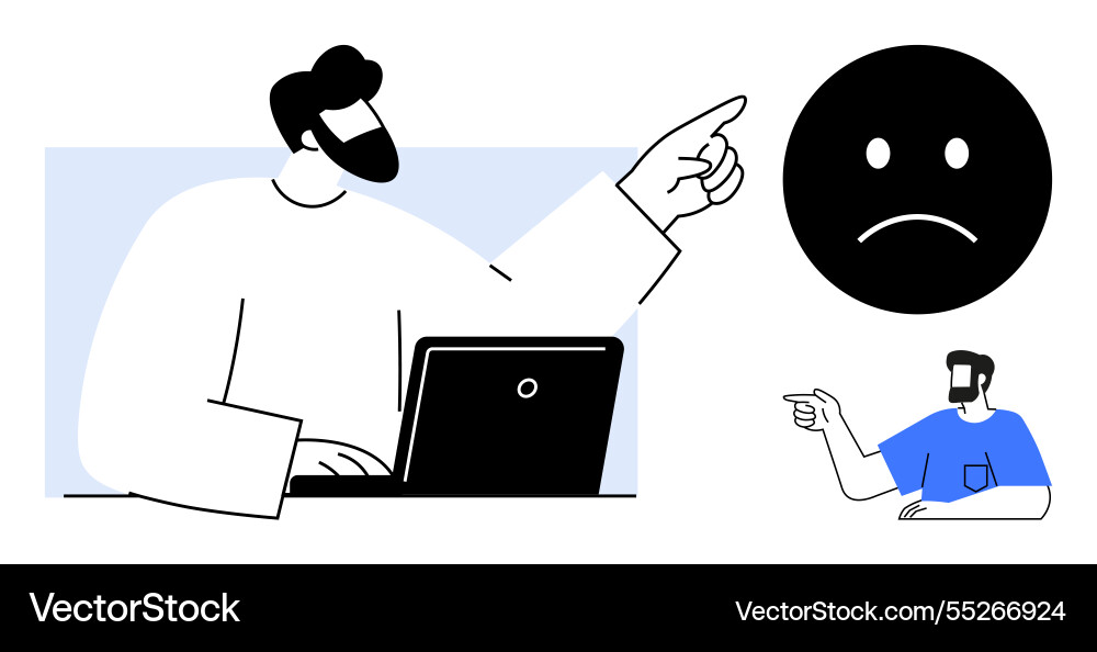 Man pointing at sad face concept of disapproval Vector Image