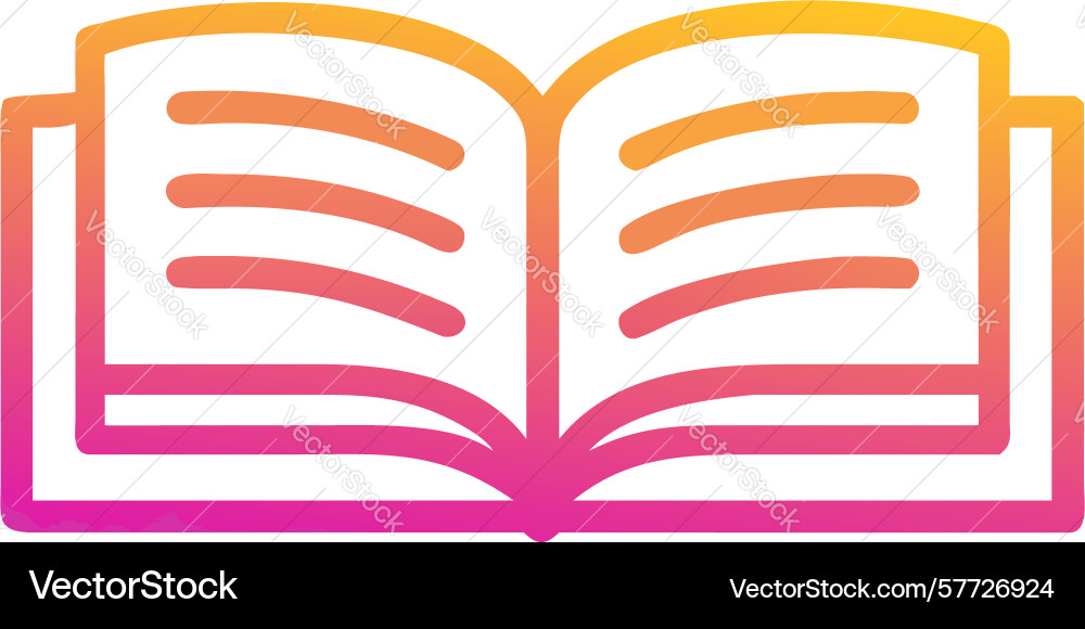 Outline open book icon with red gradient text vector image