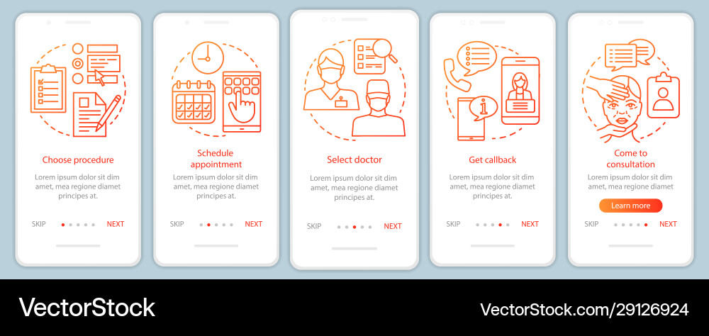 Practitioner consultation onboarding mobile app vector image