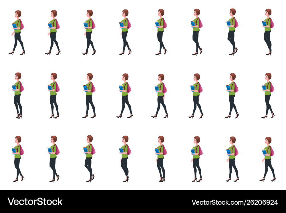 Student Walk Cycle Animation - Loop Sprite Sheet vector image
