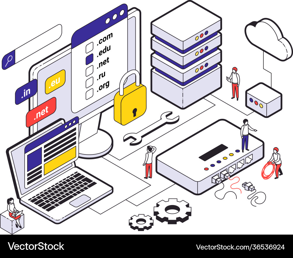 Web hosting isometric concept Web hosting isometric concept vector image