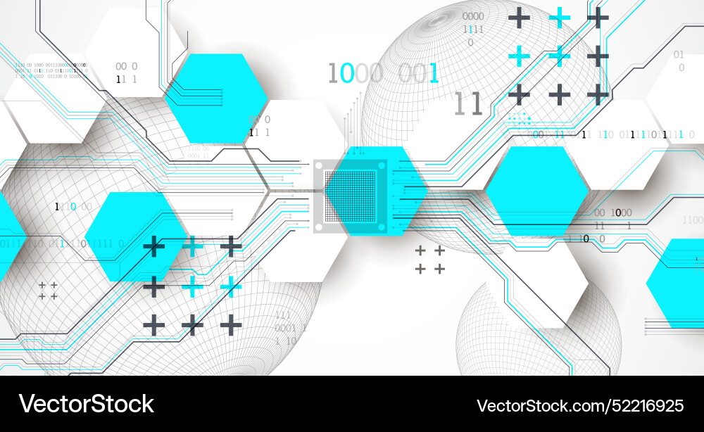 Abstract circuit board background with hexagons Abstract circuit board background with hexagons vector image