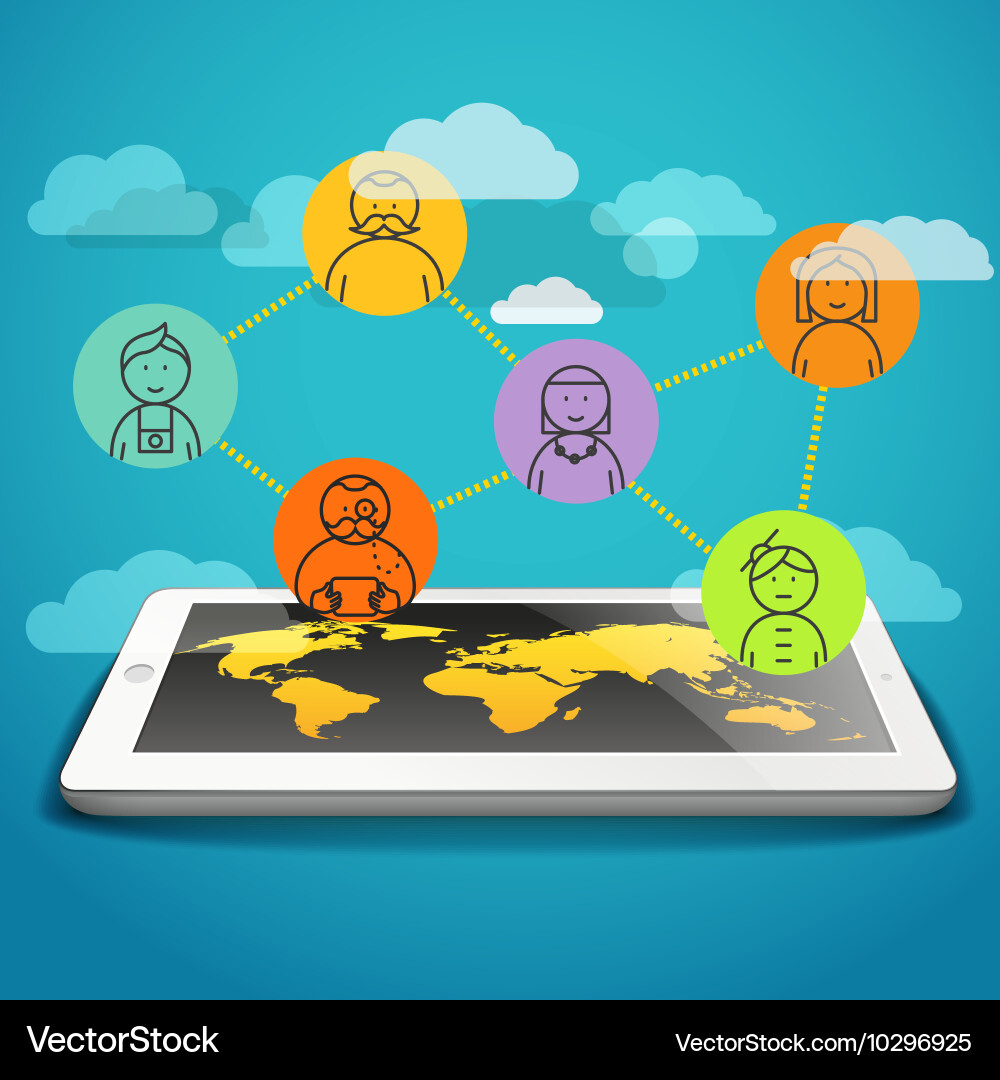 Abstract scheme of modern computer network design vector image