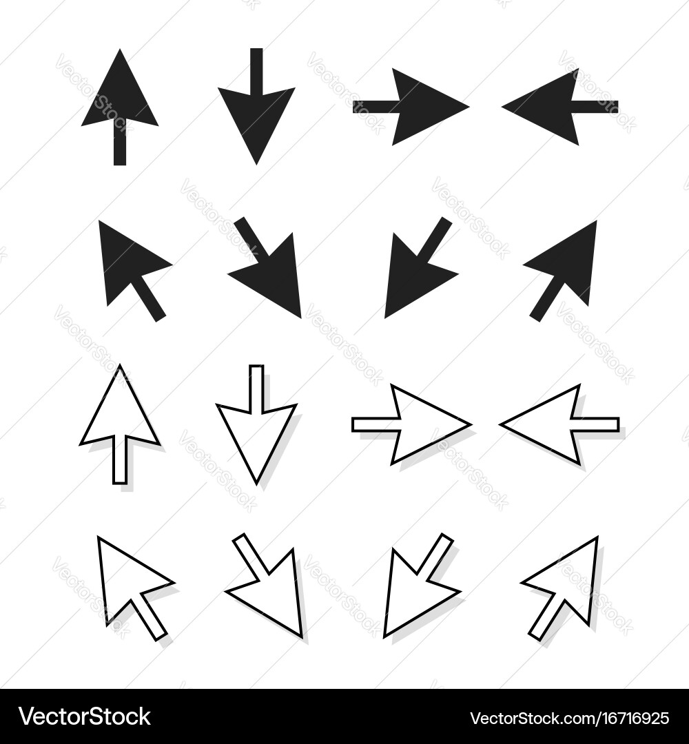 Arrows set isolated direction pointer vector image