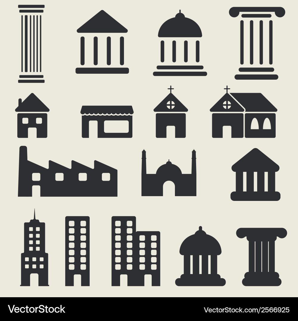 Building Icon Set - Architectural Symbols vector image