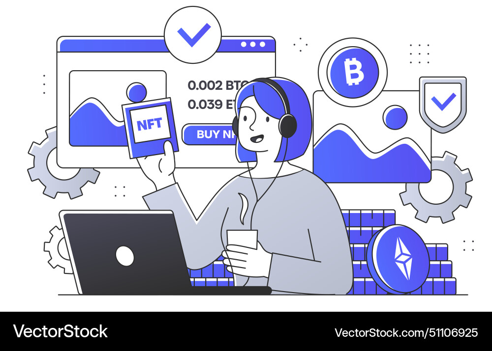 Concept of digital assets character Vector Image
