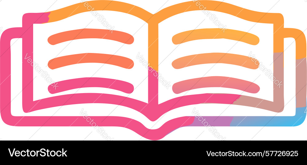 Open book icon with vibrant gradient text lines vector image