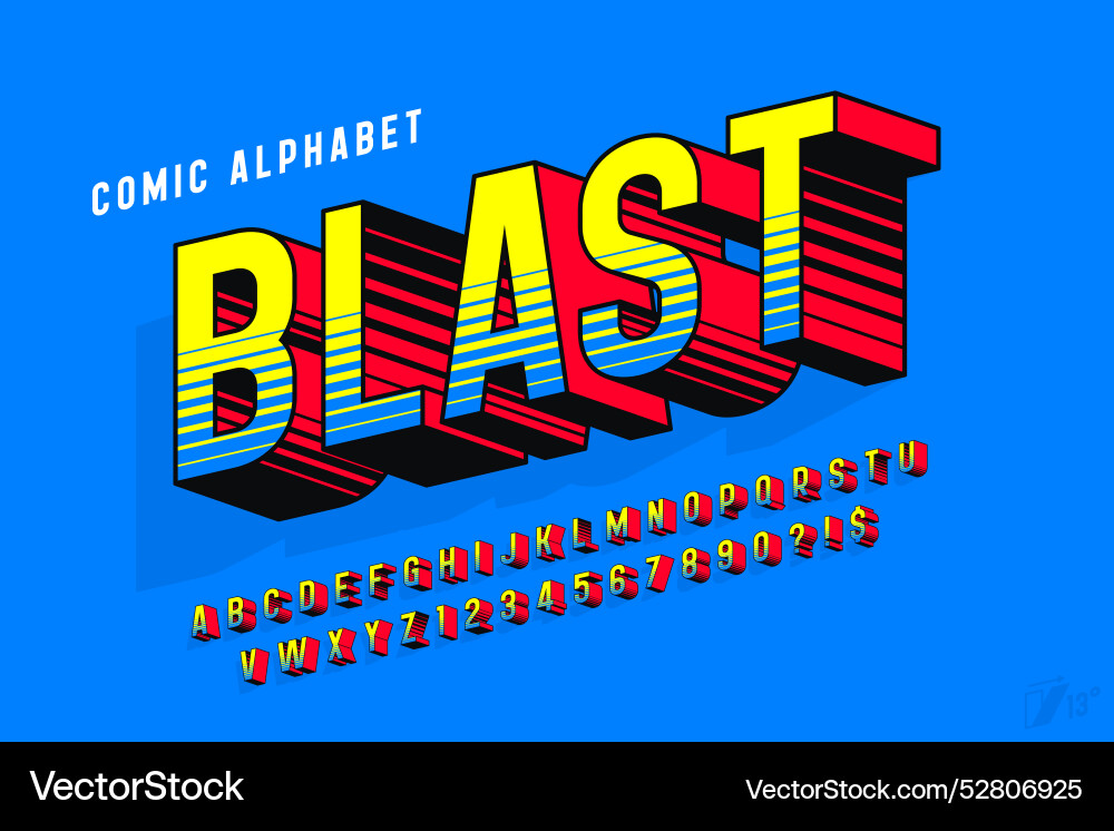 Original 3d comical alphabet design retro Original 3d comical alphabet design retro vector image