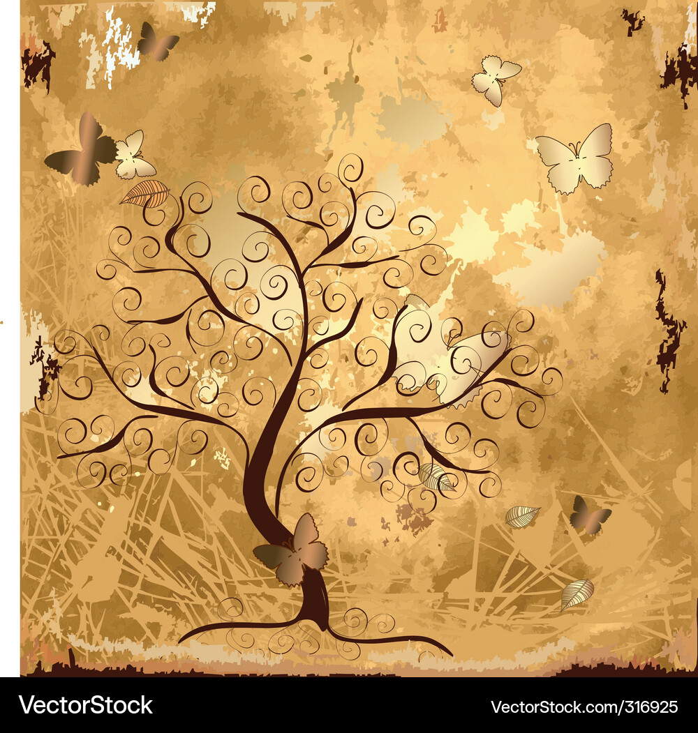 Rustic Grunge Tree Background Vector Image