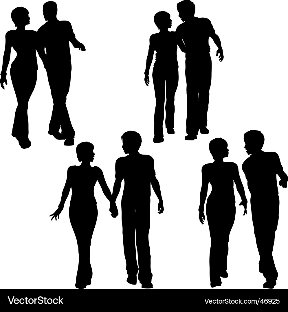 Silhouettes of Couples Walking vector image