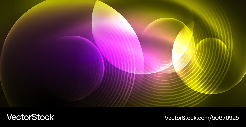 Techno concept with neon circles geometric design Vector Image