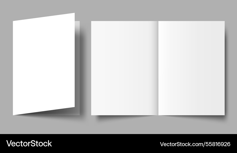 A5 a4 a3 blank half-folded brochure cover mockup A5 a4 a3 blank half-folded brochure cover mockup vector image