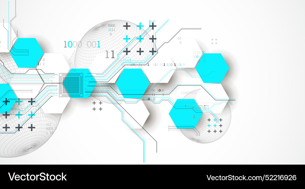 Abstract circuit board background with hexagons Abstract circuit board background with hexagons vector image