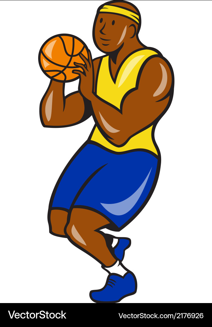 African-american basketball player shoot ball vector image