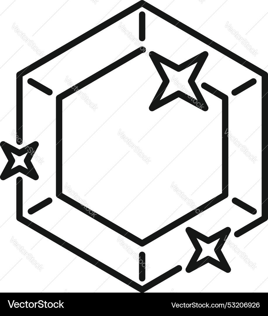 Clean hexagon with sparkling stars icon outline Vector Image