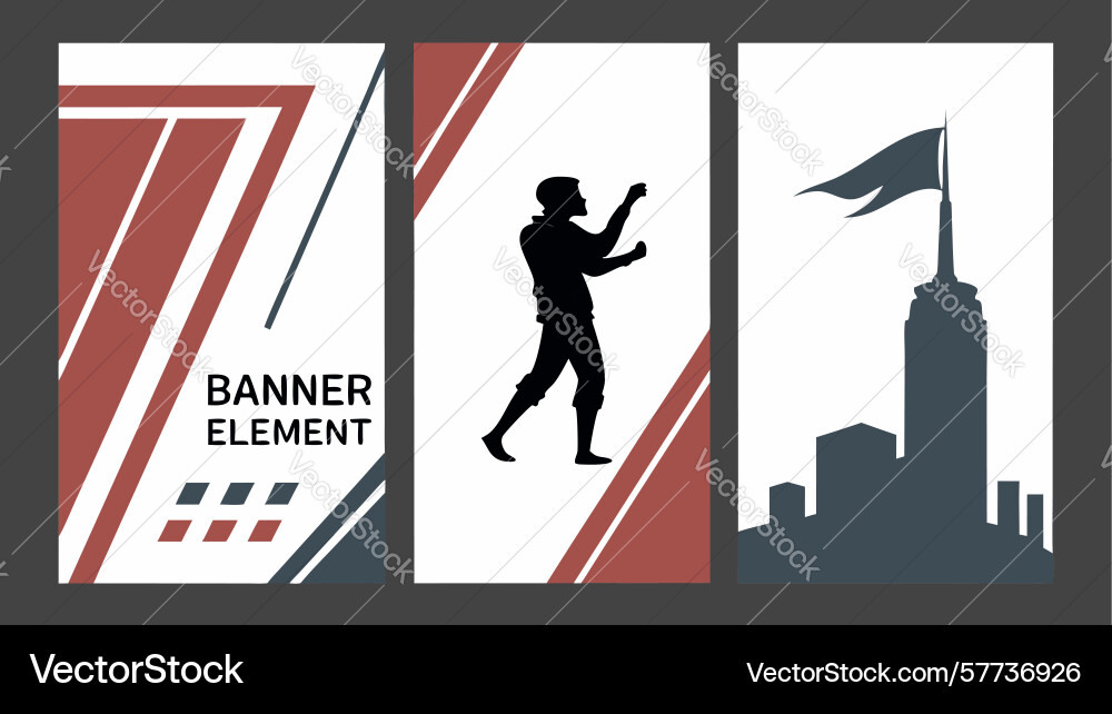 Dynamic banner element with walking person Vector Image
