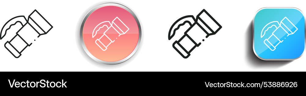 Flashlight icon thin linear regular and button Flashlight icon thin linear regular and button Vector Image