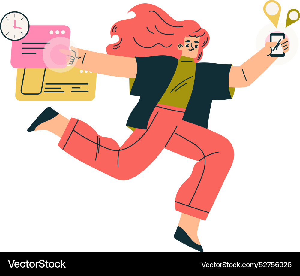 Multitasking woman character doing multiple task Multitasking woman character doing multiple task vector image