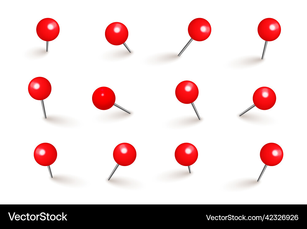 Realistische rote Push-Pin-Tacks isoliert Realistische rote Push-Pin-Tacks isoliert vektorbild